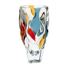 Ваза BAMBOO, 30 см; декор цветными красками; стекло, Bohemia JIHLAVA