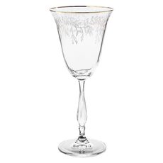 Набор из 6-ти бокалов для белого вина Fregata; декор Панто, отводка золото, 185 мл, Crystal Bohemia