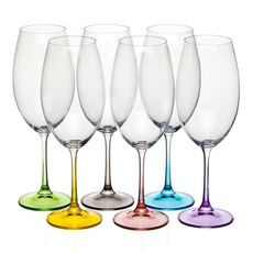 Набор из 6-ти бокалов для красного вина Milvus, Color mix цветные ножки, 510 мл, Crystal Bohemia