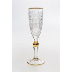 Набор из 6-ти бокалов для шампанского 500PK, декор Отводка золото, золотой шар, шлифовка;  180 мл; хрусталь, Bohemia JIHLAVA