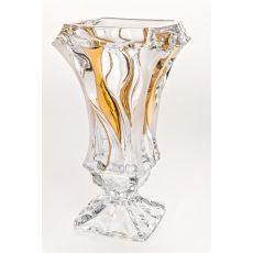 Ваза на ножке Bamboo, 30 см; декор Золото; стекло, Bohemia JIHLAVA