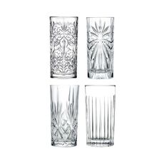 Набор из 4-х стаканов для воды RCR set Mixology 368 мл, H150 мм, хрустальное стекло, Италия