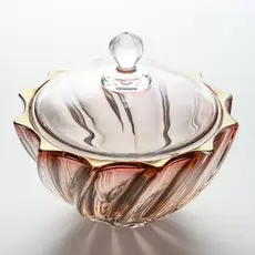 Конфетница с крышкой Scallop красная 19см, Bohemia Gold