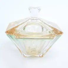 Конфетница с крышкой зеленая Gold Metropolitan 22 см, Bohemia Crystalite
