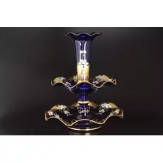 Этажерка (Горка) 2 яруса 50 см Лепка синяя E-S, Bohemia Crystal