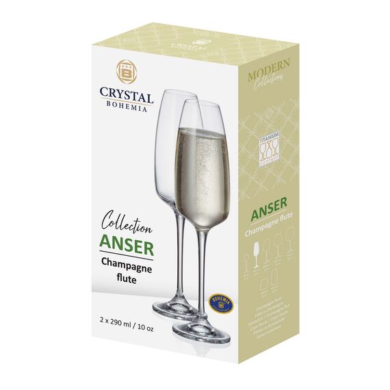 Набор из 2-х бокалов для шампанского ANSER, 290 мл, Crystal Bohemia, изображение 2