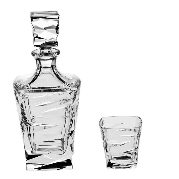 Набор для виски ZIG ZAG, 1 штоф 750 мл и 2 стакана 300 мл, Crystal Bohemia