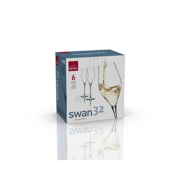 Набор из 6-ти бокалов для шампанского Swan 320 мл, D 76 мм, H 246 мм, Rona, изображение 3