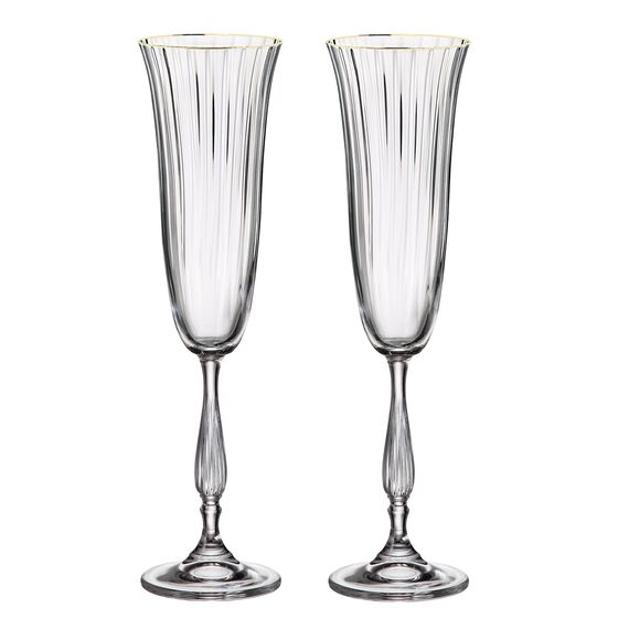 Набор из 2-х бокалов для шампанского FREGATA OPTIC; 190 мл, Crystal Bohemia