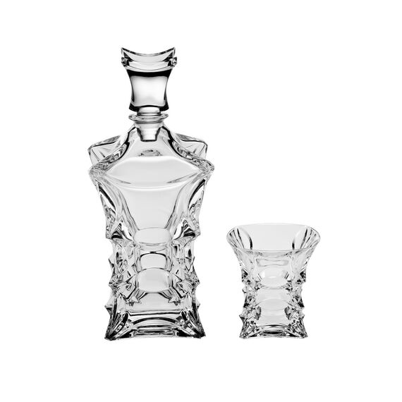 Набор для виски X-LADY, 1 штоф 700 мл и 6 стаканов 240 мл, Crystal Bohemia