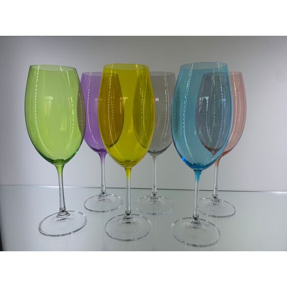 Набор из 6-ти бокалов для красного вина MILVUS,Color mix цветная чаша, 510 мл, Crystal Bohemia, изображение 3