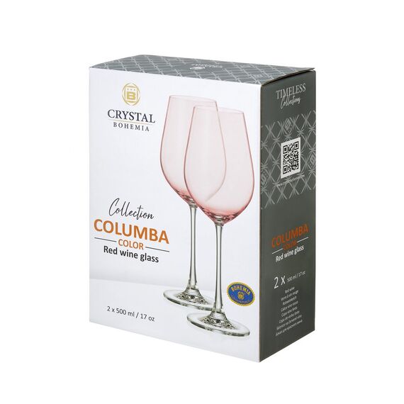 Набор из 2-х бокалов для красного вина COLUMBA, 500 мл, декор Розовая чаша,, Crystal Bohemia, изображение 2