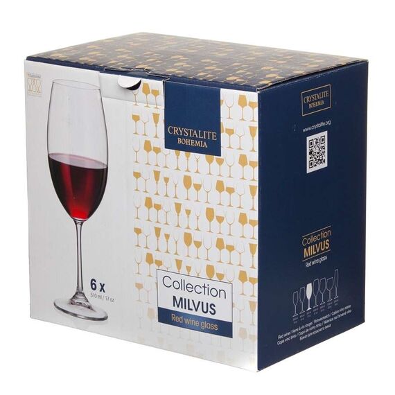 Набор из 6-ти бокалов для красного вина Milvus, Color mix цветные ножки, 510 мл, Crystal Bohemia, изображение 3