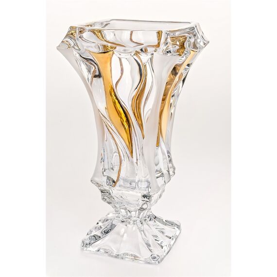 Ваза на ножке Bamboo, 30 см; декор Золото; стекло, Bohemia JIHLAVA