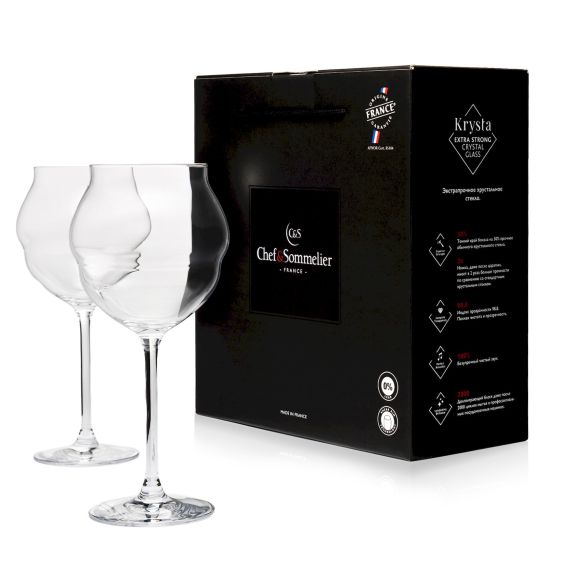 Набор универсальных бокалов для вина Macaron, 2 шт, 500 мл, D100 мм, H215 мм, хрустальное стекло, Chef&Sommelier, изображение 2