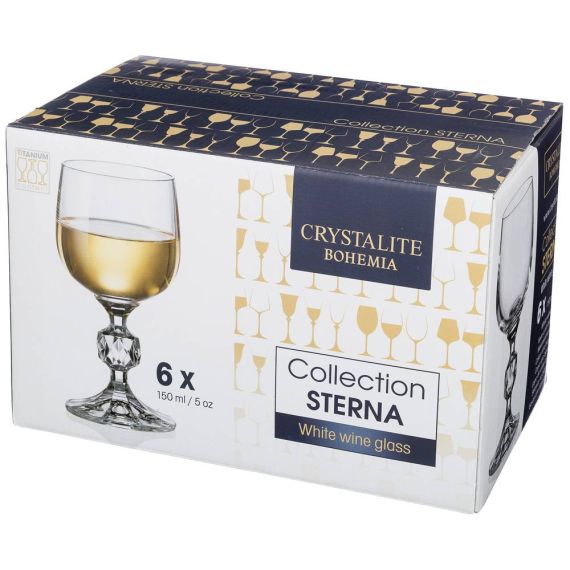 Набор из 6-ти бокалов для вина 150 мл, серия Sterna/Klaudie, Crystalite Bohemia, изображение 3
