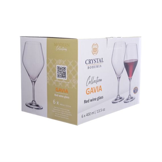 Набор из 6-ти бокалов для вина 400 мл, серия Gavia, Crystalite Bohemia, изображение 8