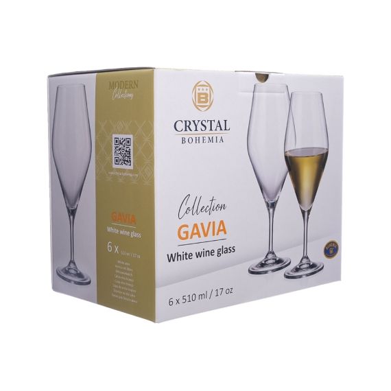 Набор из 6-ти бокалов для вина 510 мл, серия Gavia, Crystalite Bohemia, изображение 7