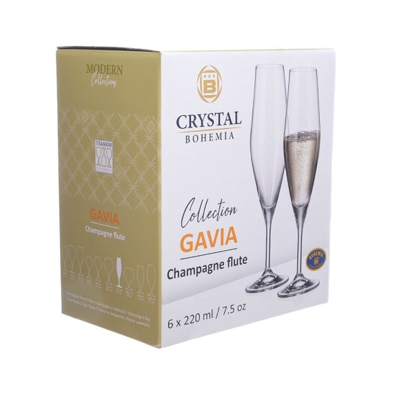 Набор из 6-ти фужеров для шампанского 210 мл, серия Gavia, Crystalite Bohemia, изображение 3