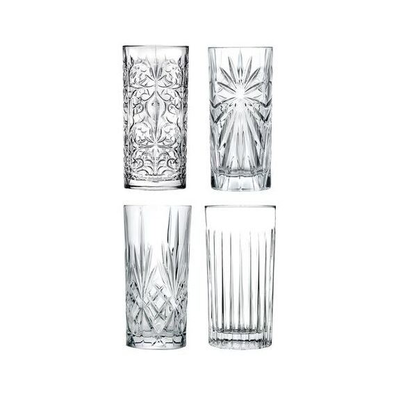 Набор из 4-х стаканов для воды RCR set Mixology 368 мл, H150 мм, хрустальное стекло, Италия