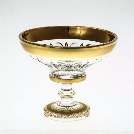 Конфетница на ножке  Max Crystal золото 15 см, Bohemia Crystal