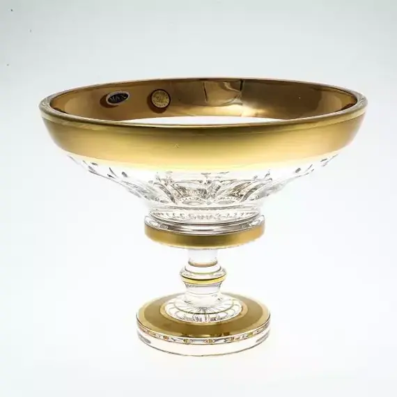 Конфетница на ножке  Max Crystal золото 20 см, Bohemia Crystal