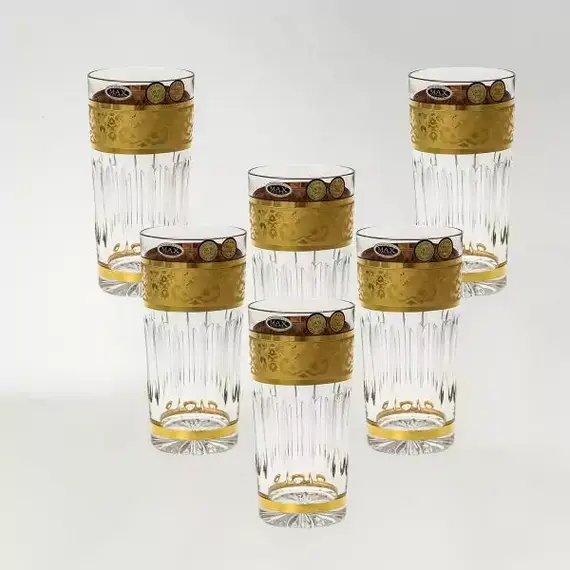 Набор стаканов для воды  Max Crystal золото 350 мл, 6 шт, Bohemia Crystal