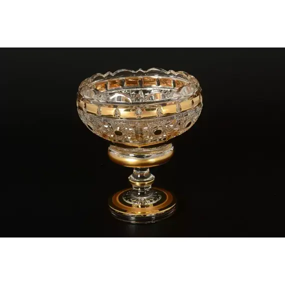 Конфетница на ножке Max Crystal золото 13 см, Bohemia Crystal