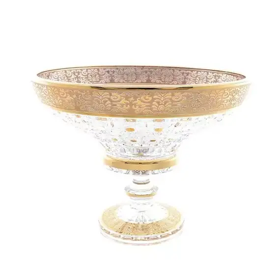 Фруктовница Crystal Heart золото 30 см, Bohemia Crystal