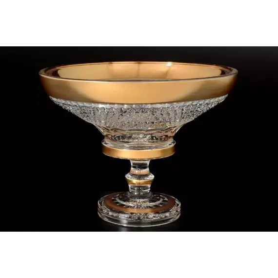 Конфетница на ножке Max Crystal золото 20 см, Bohemia Crystal