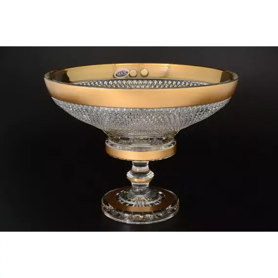 Фруктовница на ножке Max Crystal Филиция золото 30 см, Bohemia Crystal