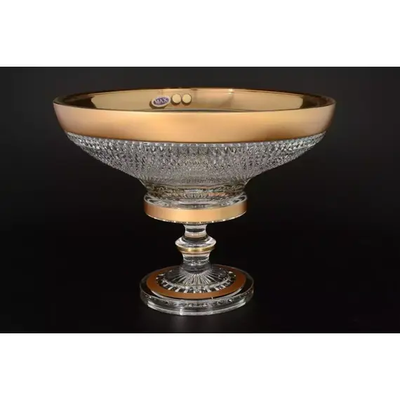 Фруктовница на ножке Max Crystal золото Фелиция 35 см, Bohemia Crystal