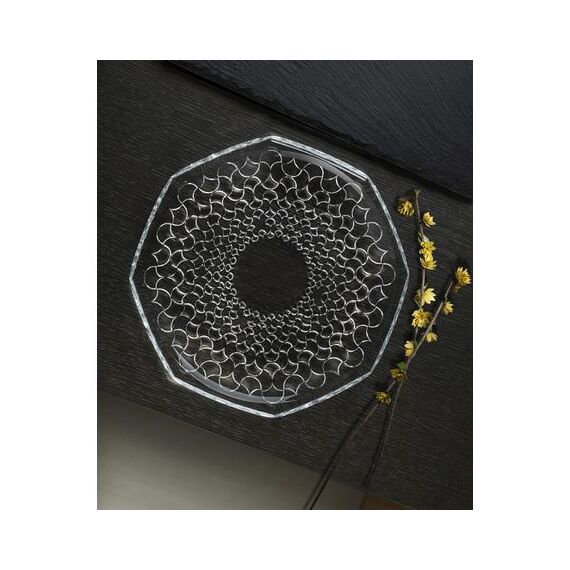 Блюдо круглое RCR ARABESQUE D30 см, H2,4 см, хрустальное стекло, Италия, изображение 4